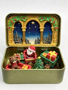1 Set Christmas Nativity Scene Set In Iron Box, Christmas Nativity Scene Set, Suitable For Holy Family Scene, Statue Iron Box Set, Handmade Small Nativity Scene Set, Holiday Decoration, Gift For Friends - Multicolor - View 14