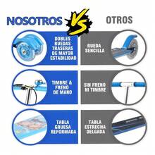 Patinete Infantil Plegable Ajustable De 3 Ruedas Con Luz Led - Azul - Ver 4