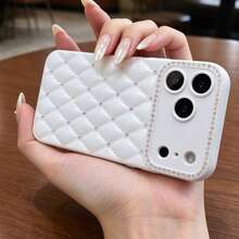 1pc Water Diamond Rhombus TPU Phone Case Compatible With IPhone Protective Shell/Cover - White - View 4