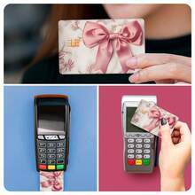 4pcs Vintage Pink Ribbon Bow Bank Card Stickers, Removable No Residue Waterproof Scratch-Resistant Credit Card Decorative Stickers - View 8