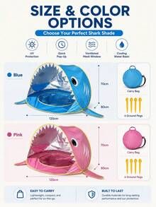 1pc Small Shark Quick-Open Beach Tent, Portable Beach Sun Shelter, UV Protection Sun Shade, Suitable For Beach, Pool, Outdoor Travel And Camping, Essential Portable Sun Shade Tent For Summer Beach - Multicolor - View 7