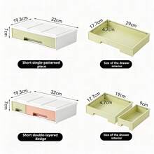 1個可堆疊桌面抽屜收納盒，馬卡龍色塑料收納盒，適用於化妝品與文具，節省空間 - 彩色 - 查看 5