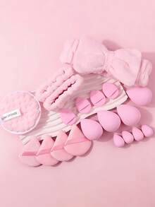 1 Set Complete High-Quality Professional Makeup Brushes, Including 13 Makeup Brushes + 1 Makeup Sponge + 2 Round Brushes + 1 Storage Bag. Soft And Fluffy Foundation Brushes, Contour Brushes, Perfect Gift To Meet Girls' Beauty Needs - Multicolor - View 5
