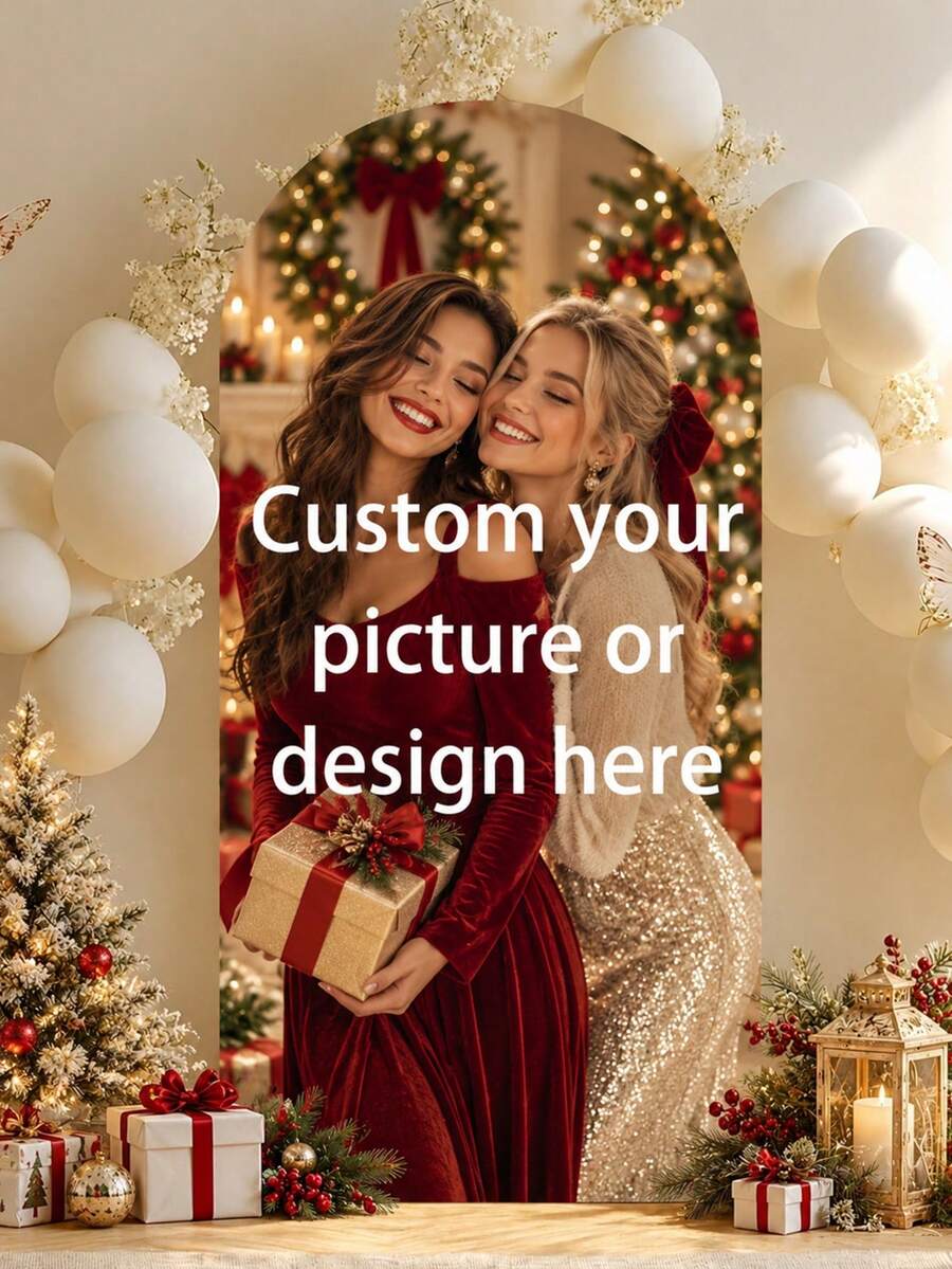Customized Wedding Arch Fabric Decor Cover, Personalized Photo Name Date Text, Polyester Double-Sided Elastic Backdrop, Wedding Welcome Sign, Spandex, Event Background Curtain - Multicolor - View 1