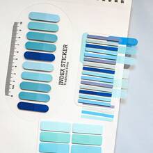 3pcs Assorted Styles Sticky Notes Set, Gradient Macaron Color Green Series, School Student Textbook Reading Marker Tabs, Index Tabs, Holiday Friend Gift, Office Stationery Classification Labels, PET Material Transparent - one-size - View 8