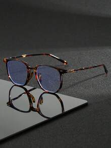 1 Pair Men's Square Fashion Glasses, Suitable For Daily Wear And Work Occasions, Retro Y2K Style Basic Business Lightweight Glasses, Suitable As A Gift Or Accessory - Multicolor - View 2