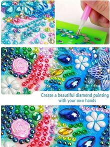1pc New Popular Diamond Painting Art Kit DIY Handmade 5D Rhinestone Craft Animal Series 3 Pink Owls In Forest Pattern Storage Box With Lock Flip Lid Wooden Box Multi-Functional Storage Box Jewelry Box Mosaic Craft Artwork Diamond Painting Decoration Office Desk Storage Supplies Vanity Decor Small Accessory Storage Box Very Meaningful Birthday Holiday Gift Box Christmas, Wedding Season, Halloween - Multicolor - View 7