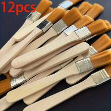 12pcs Premium Paint Brush Set With Wooden Handles - Multipurpose, Suitable For Acrylic, Oil, Watercolor Painting And Electronics Cleaning - Durable Art Tools With Synthetic Fiber Bristles, For Artists And DIY Projects - 12pcs - View 7
