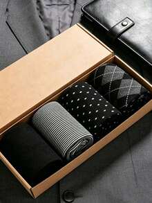 1/4/8 Pairs Men's Diamond Grid Polka Dot Mid-Calf Business Socks, Soft Comfortable Breathable, Moisture-Wicking, Suitable For Daily Wear, Office Matching, All Seasons - Multicolor - View 1