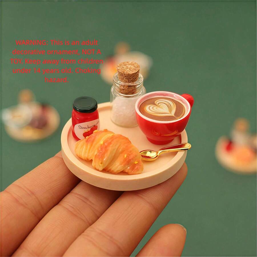 5pcs/Set Mainan Makanan Miniatur, Model Teh Sore, Kopi, dan Roti, Aksesoris Rumah Boneka, Dekorasi Fotografi, Ornamen Meja - MultiWarna - View 1