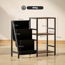 3-Tier Record Player Stand, End Table For Living Room, Bedroom - Black Wood Effect - T0001-01-3583 - View 11