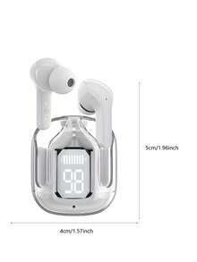New Transparent Touchscreen Low Latency TWS Wireless Earbuds, TYP-C Charging, Bluetooth 5.3 Semi-In-Ear Wireless Sports Earphones With Super Long Battery Life - White - View 9