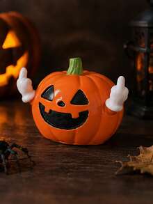 Vertical Pumpkin Halloween Decor Funny Pumpkin Figurine Interesting Ghost Festival Party Resin Ornament - Orange - View 3