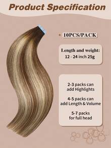 Yilite 18 Inch 10Pcs Chocolate Brown To Chestnut Brown And Bleach Blonde Balayage #P6/613/T4 Tape In Hair Extensions Human Hair Straight Soft Human Hair Tape In Extensions Skin Weft Tape Ins Extensions For Women - S6/613 - View 3