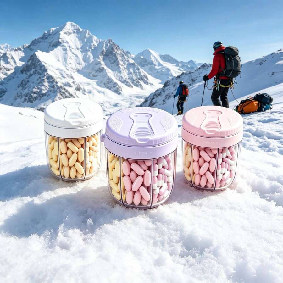 7-Compartment Large Capacity Pill Box, Portable Travel Medicine Storage Box, Can Store 7 Types Of Vitamins, Nutritional Supplements, Tablets, Daily Pill Organizer, Large Opening For Easy Access, Suitable For Travel, Office Use - 3-compartment Sealed Pill Box - View 1
