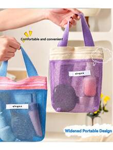 Portable Mesh Storage Bag, Multi-Compartment Design, Transparent Visible, Suitable For Storing Cosmetics, Lightweight And Practical, Travel Essential. - Multicolor - View 2