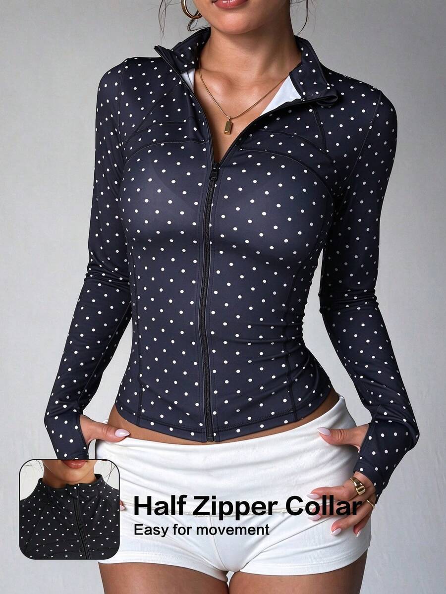Kuswouy Women's Multi-Color New Fashion Polka Dot Sports Jacket - Multicolor - View 1