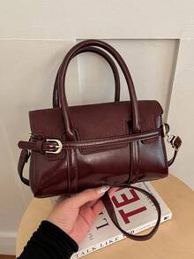 High End Fashionable Coffee Colored PU Material Women's Handbag, Simple And Versatile, Adjustable Shoulder Strap Shoulder Bag/Crossbody Bag - Coffee Brown - View 5