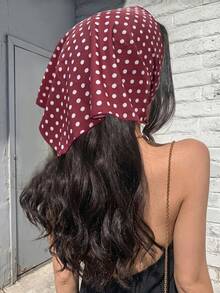 2pcs/Set Women Vintage Red Polka Dot Triangle Bandana French Retro Boho ...