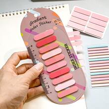 3pcs Assorted Sticky Notes Set, Gradient Macaron Red Series, School Student Textbook Reading Marker Tabs, Index Tabs, Holiday Friend Gift, Office Stationery Classification Labels, PET Material Transparent - one-size - View 3