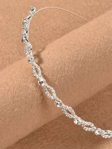 1 Alloy Rhinestone Silver Hairband Women's Hair Accessory - Silver - View 3
