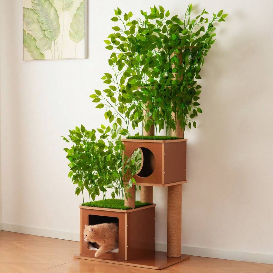 Cat Trees & Condos - Green + MDF - View 1