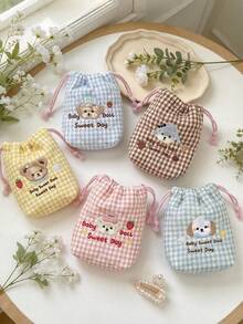 1pc Cute Love Quilted Camera Bag, Cartoon CCD Storage Bag, Camera Bag, Soft Material, Anti-Drop & Dust-Proof, Small Pouch,Minimalist & Portable - Multicolor - View 1