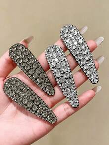 4/2/1pc Luxury Sparkling Crystal Side Hair Clips, Rhinestone Water Drop BB Clips, Elegant Women's Hair Accessories, Suitable For School And Halloween - Multicolor - View 12