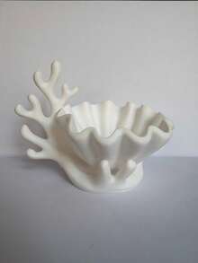 1pc Popular 3D Printed Coral Shell Planter, Unique Ocean Style Succulent Pot, Jewelry Key Decorative Storage Tray, Coastal Home Desktop Decor - Multicolor - View 7