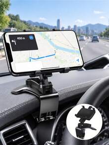 Dashboard Clip Car Phone Holder, 360° Rotatable Universal Cell Phone Mount, Fits 4-7 Inch Smartphones, Multi-Scene Use For Dashboard, Sun Visor & Rearview Mirror, Anti-Slip Spring Clip Handsfree Car Navigation Stand - A - View 4