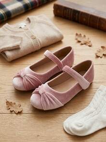 1 Pair Elegant Bow Ballet Shoes For Girls, Suitable For Spring And Summer - Pink - View 3
