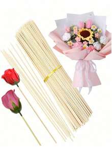 90pcs/Pack(+/-5pcs) Disposable Bamboo Barbecue Skewers, Multiple Sizes 15cm-35cm, For BBQ, Camping, Cooking, Fruit, Crafts & Party - Beige - View 9