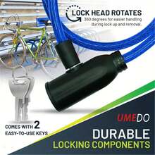1PC (Random Color) Bicycle Steel Cable Lock With Key, Portable Steel Cable Lock For Electric Bike, Mountain Bike, Anti-Theft Lock, Outdoor Bicycle Chain Lock - Universal - View 3