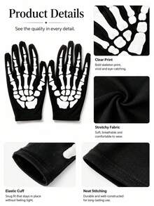 1 Pair Halloween Skeleton Gloves, Black Party Costume Gloves, Suitable For Halloween And Cosplay - New Arrival - View 8
