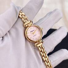 1pc Women's Pink Wheat Ear Strap Small Dial Design Luxury Vintage Style Quartz Watch - Pink - View 5