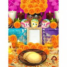40 piezas/20 piezas/2 piezas Flores de cempaschil artificiales, cempaschil de seda de 2 pulgadas con tallo, cabeza de flor de cempaschil mexicano para Halloween, decoracin de Da de Muertos, flores artificiales naranjas adecuadas para decoracin del ho - Naranja - Ver 9