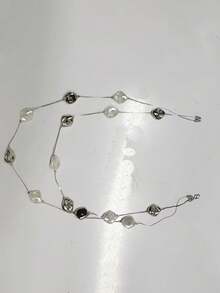 1pc Asymmetrical Baroque Faux Pearl Necklace, Long Sweater Chain Style, High-End Layering Versatile Neck Chain For Women (Random Tail Chain) - Multicolor - View 6