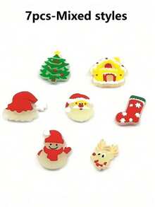 7Pcs Christmas Luminous Shoe Charms, PVC Decorative Shoe Ornaments With Santa Snowman Christmas Tree Reindeer Patterns, Detachable Shoe Accessories For Sandals Clogs, Holiday Party DIY Shoe Decors For Adults - Multicolor - View 10