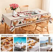 New Traditional Christmas Tablecloth, Merry Christmas, Christmas Tablecloth, Christmas Atmosphere Tablecloth, Rectangular Table Cover, Suitable For Christmas Family Party, Home Decor - Multicolor - View 4