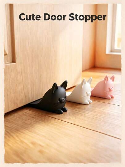 1pc Cartoon Cat Shaped Door Stopper, Durable Non-Slip Plastic Door Wedge, Effectively Prevents Door From Slamming, Protects Floor And Door Frame From Scratches, Home Entrance Decor, Thoughtful Gift For Cat Lovers