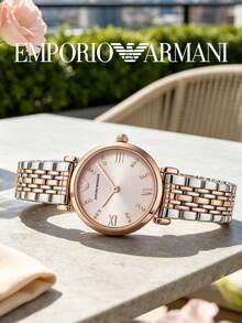 Armani AR11223 Two‑Tone MOP Ladies Watch,Rose‑Gold Silver Steel Bracelet Iridescent MOP Dial Roman Index Fashion Commute Wristwatch - one-size - View 2