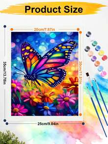 DIY Paint By Numbers Kit, Colorful Rainbow Butterfly On Flowers, Bokeh Floral Digital Oil Painting, Handmade Home Wall Art Decor - A - View 7