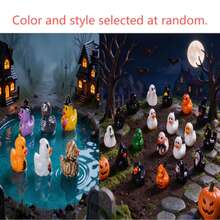 1/10/20/50pcs Mini Halloween Duck Figurines, Pumpkin & Grim Reaper Skeleton Mini Statues, Halloween Party Favors, Classroom Rewards, Desktop, Car Window Micro Landscape Decor (Random Style & Color) - A - View 9