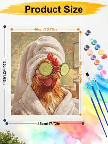 مجموعة الرسم بالأرقام DIY، دجاجة سبا مع قناع الخيار، لوحة زيتية رقمية لحيوان مضحك، فن ديكور جداري منزلي مصنوع يدويًا - A - مشاهدة 6