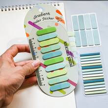 3pcs Assorted Style Sticky Notes Set, Gradient Macaron Green Series School Student Textbook Reading Marker Tabs, Index Tabs, Holiday Friend Gift Office Stationery Classification Labels, PET Material Transparent Color - one-size - View 4