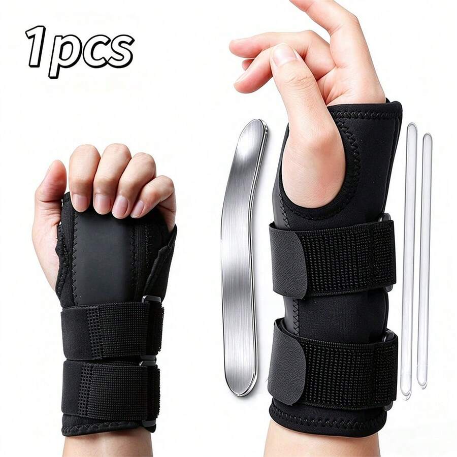 1pc Wrist Brace Support With 2 Straps And 3 Stays Metal Stabilizer For Right Or Left Hand For Women And Men Sports, Work, Typing, Home Daily Wear