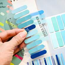 3pcs Assorted Styles Sticky Notes Set, Gradient Macaron Color Green Series, School Student Textbook Reading Marker Tabs, Index Tabs, Holiday Friend Gift, Office Stationery Classification Labels, PET Material Transparent - one-size - View 7