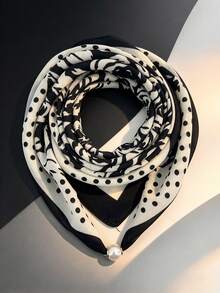 1pc Animal Floral Print Geometric Pattern Houndstooth Paisley Design Casual Vintage Polyester 70cm Square Scarf With Magnetic Buckle, Warm For Autumn/Winter, Suitable For All Seasons - Multicolor - View 14