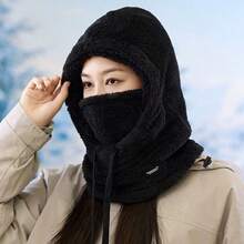 Winter Warm Fleece Face Mask, Elastic Drawstring Design, Lightweight And Warm, Suitable For Cycling, Skiing And Other Outdoor Sports, Solid Color Hooded Windproof Ear Protection, Essential Equipment For Autumn And Winter, Christmas, Valentine's Day, New Year Gift - Multicolor - View 16