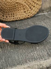 Women's Summer Black Multi-Strap Flat Sandals Open Toe Hook And Loop Buckle Casual Outdoor Beach Sandals - Black - View 8